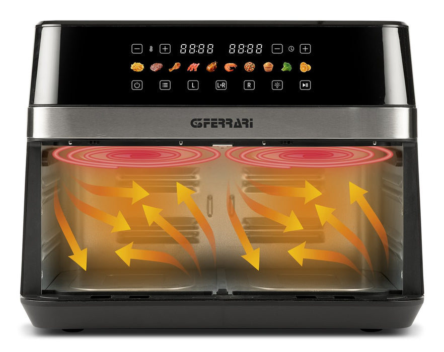 G3 Ferrari G10223 фритюрник Двоен 12 л Самостоятелен 2200 W Фритюрник с горещ въздух Черен, Неръждаема стомана