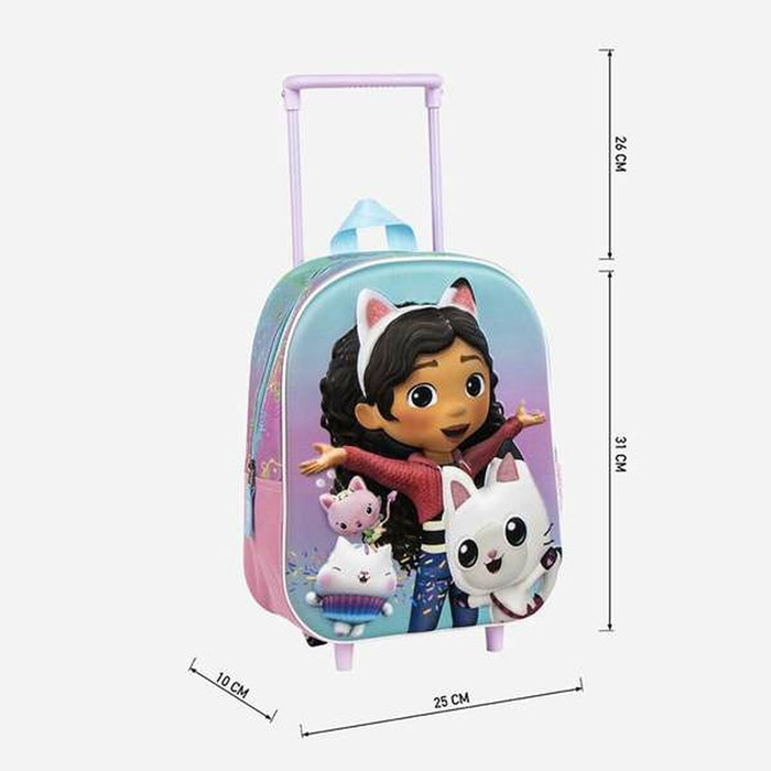 3D училищна чанта с колелца Gabby's Dollhouse Розов 25,0 x 31,0 x 10,0 cm