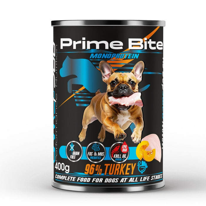PRIME BITE Монопротеинова пуешка с тиква - мокра храна за кучета - 400 г
