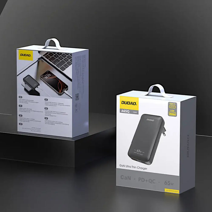 GaN Dudao A65Q 65W USB-A / USB-C PD Ултра-тънко зарядно