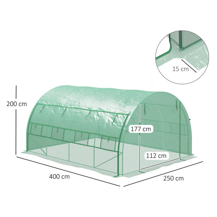 GREENHOUSE 400Х250Х200CM 1 DOOR, 2SIDE HOLES GARDEN STAR HD-11425