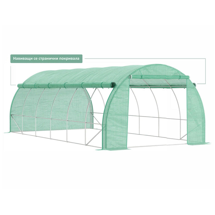 GREENHOUSE 600Х3000Х200CM 1 DOOR, 2SIDE HOLES GARDEN STAR HD-11426