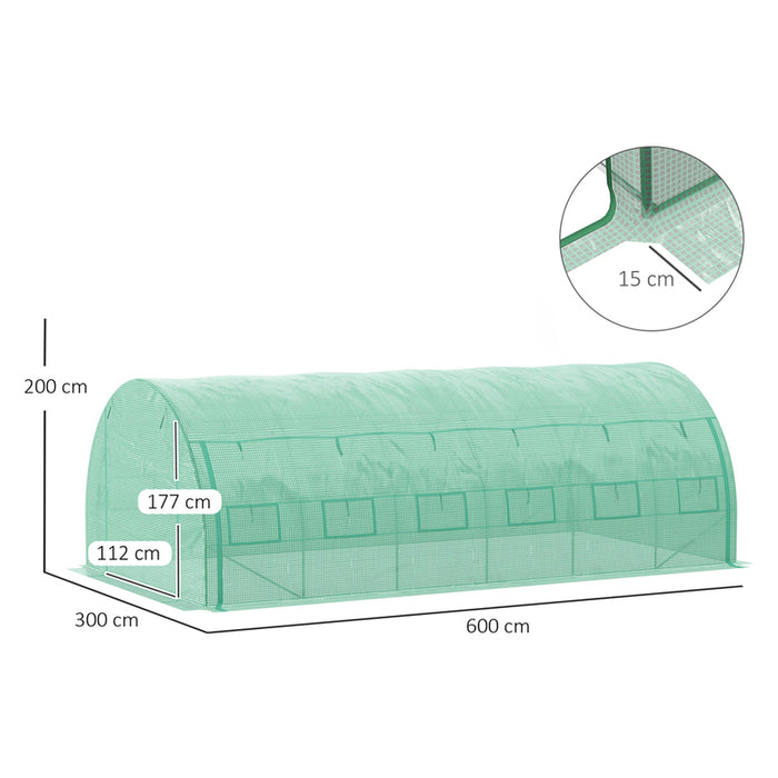 GREENHOUSE 600Х3000Х200CM 1 DOOR, 2SIDE HOLES GARDEN STAR HD-11426
