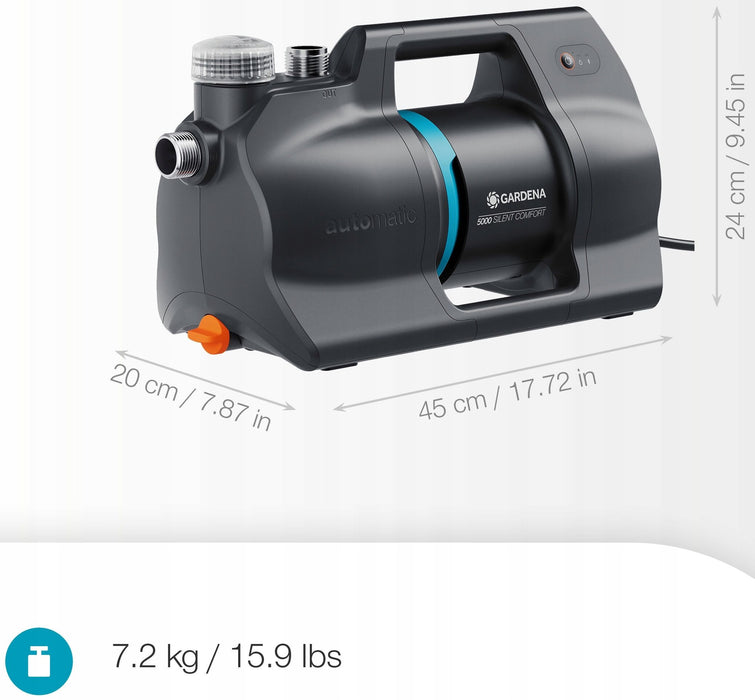 Автоматична градинска помпа Gardena - 5000 SilentComfort, 700 W, 5000 л/ч, с Bluetooth