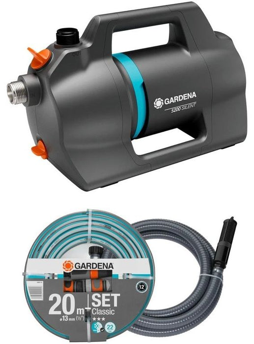 Градинска помпа Gardena - 5200 Silent set 09085-20, 600 W, 5300 l/h, с маркучи