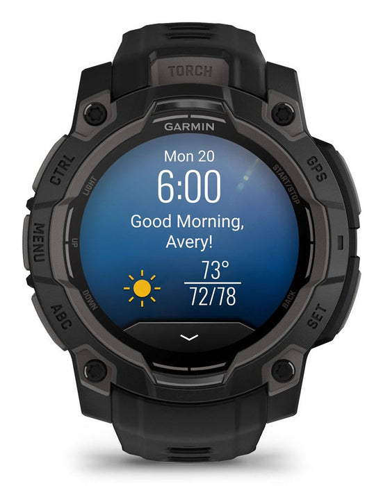 Garmin Instinct 3 AMOLED 3,05 см (1,2") 45 мм Цифров 390 x 390 пиксела Сензорен екран Черен GPS (сателитен)