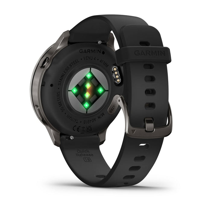 Garmin Venu 4 3.05 см (1.2") AMOLED 41 мм Цифров 390 x 390 пиксела Сензорен екран Черен Wi-Fi GPS (сателит)