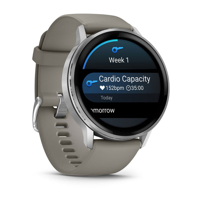 Garmin Venu 4 3.56 см (1.4") AMOLED 45 мм Цифров 454 x 454 пиксела Сензорен екран Сребрист Wi-Fi GPS (сателит)