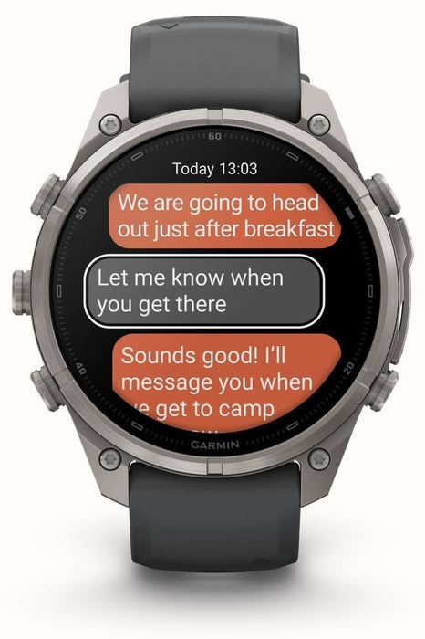 Garmin fēnix 9 Pro – inReach, 47 мм Titanium с graphite/black силиконова каишка