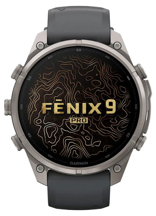 Garmin fēnix 9 Pro – inReach, 47 мм Titanium с graphite/black силиконова каишка