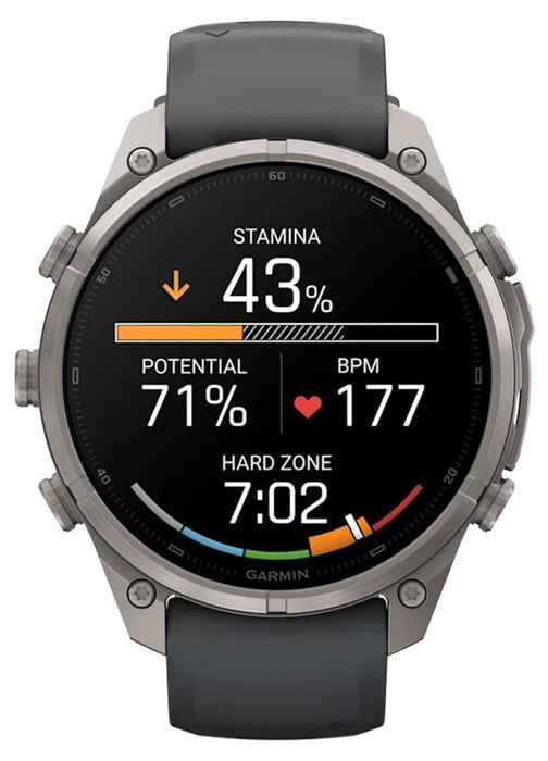Garmin fēnix 9 Pro – inReach, 47 мм Titanium с graphite/black силиконова каишка