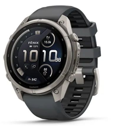 Garmin fēnix 9 Pro – inReach, 47 мм Titanium с graphite/black силиконова каишка