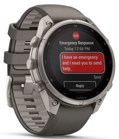 Garmin fēnix 9 Pro – inReach, Solar, 47 мм Titanium с pebble gray/silver gray силиконова каишка