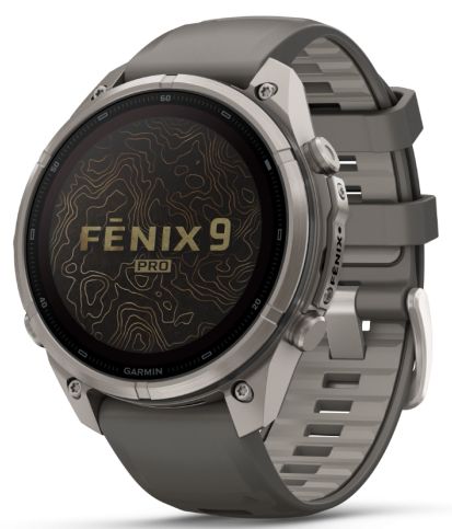 Garmin fēnix 9 Pro – inReach, Solar, 47 мм Titanium с pebble gray/silver gray силиконова каишка