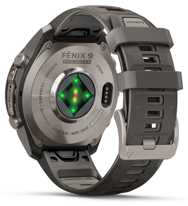 Garmin fēnix 9 Pro – inReach, Solar, 47 мм Titanium с pebble gray/silver gray силиконова каишка