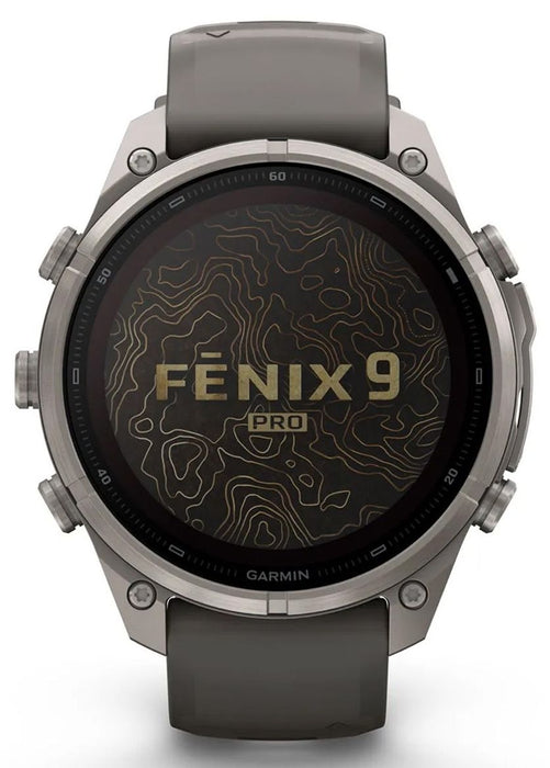 Garmin fēnix 9 Pro – inReach, Solar, 47 мм Titanium с pebble gray/silver gray силиконова каишка