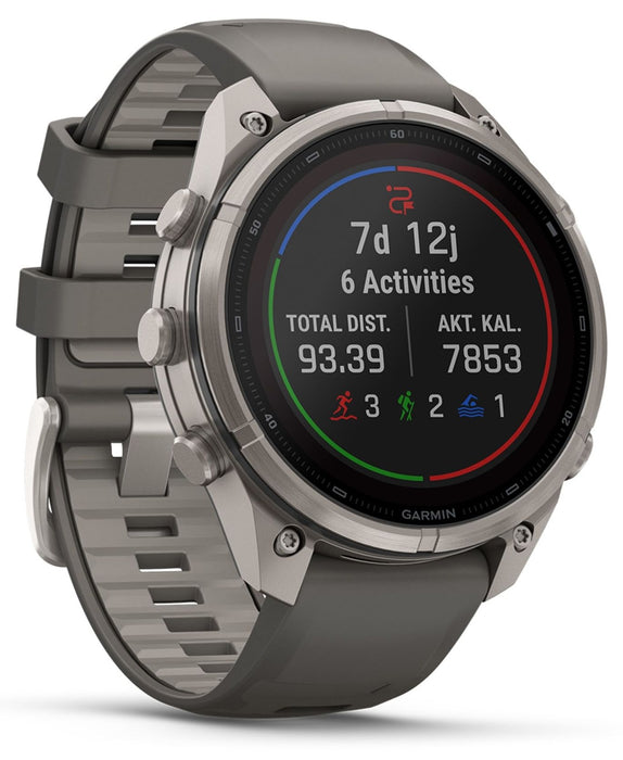 Garmin fēnix 9 Pro – inReach, Solar, 47 мм Titanium с pebble gray/silver gray силиконова каишка