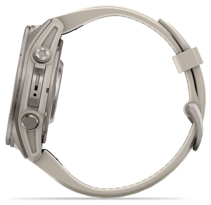 Garmin fēnix 9 Pro – 43 мм Titanium с fog gray/dark sandstone силиконова каишка