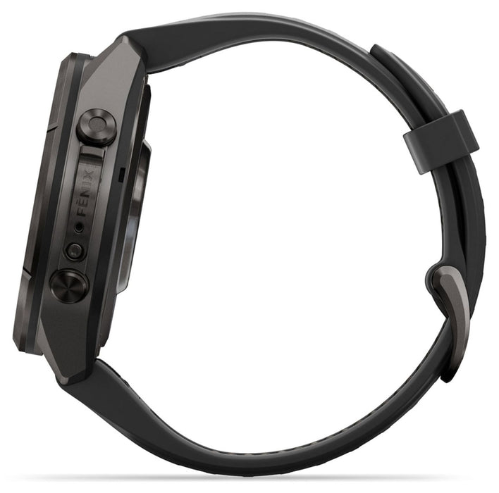 Смарт часовник Garmin - Fenix 9 Pro, inReach, 43 mm, 1.3'', Carbon Gray DLC Titanium, Black/Grey Silicone Band