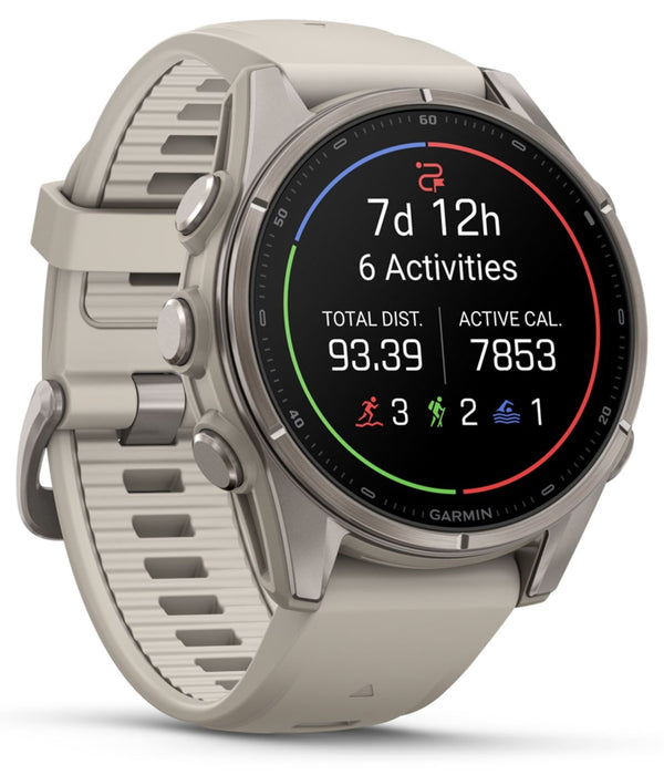 Garmin fēnix 9 – 43 мм Titanium с French gray силиконова каишка