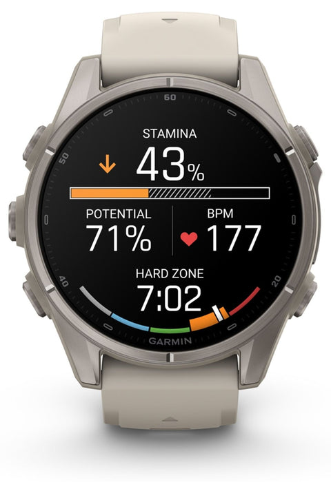 Garmin fēnix 9 – 43 мм Titanium с French gray силиконова каишка