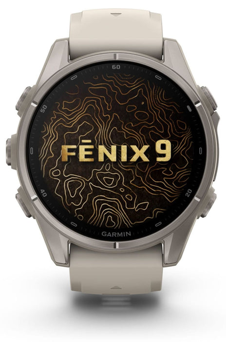 Garmin fēnix 9 – 43 мм Titanium с French gray силиконова каишка