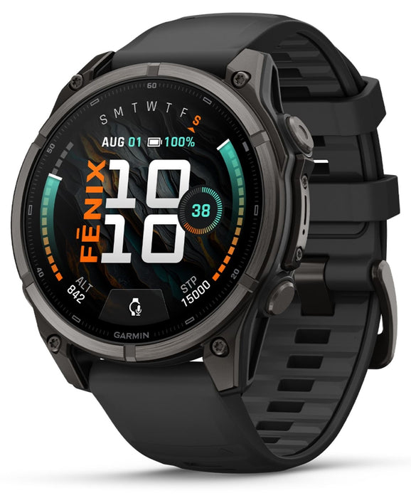 Garmin fēnix 9 – 47 мм Carbon gray DLC titanium с black силиконова каишка