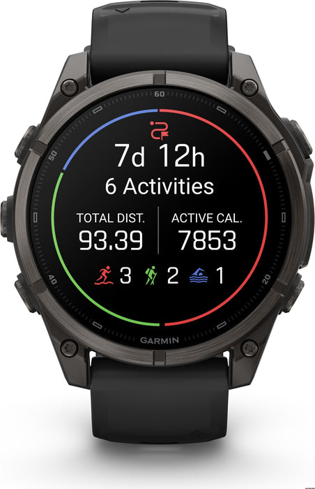 Garmin fēnix 9 – 47 мм Carbon gray DLC titanium с black силиконова каишка