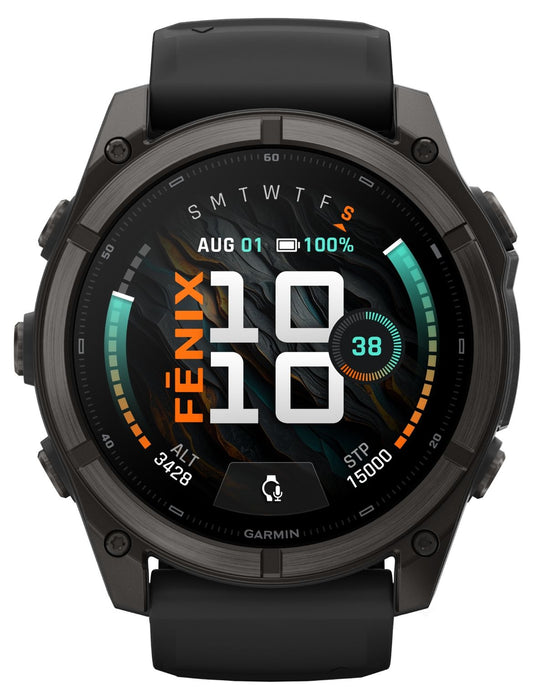 Garmin fēnix 9 – 51 мм Carbon gray DLC titanium с black силиконова каишка