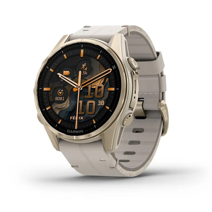 Garmin fenix 8 3,3 см (1,3") AMOLED 43 мм Цифров 416 x 416 пиксела Сензорен екран Златен Wi-Fi GPS (сателит)