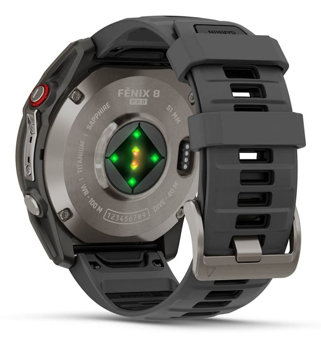 Garmin fēnix 8 Pro 3.56 см (1.4") AMOLED 51 мм Цифров 454 x 454 пиксела Сензорен екран Графит, Титан Wi-Fi GPS (сателит)
