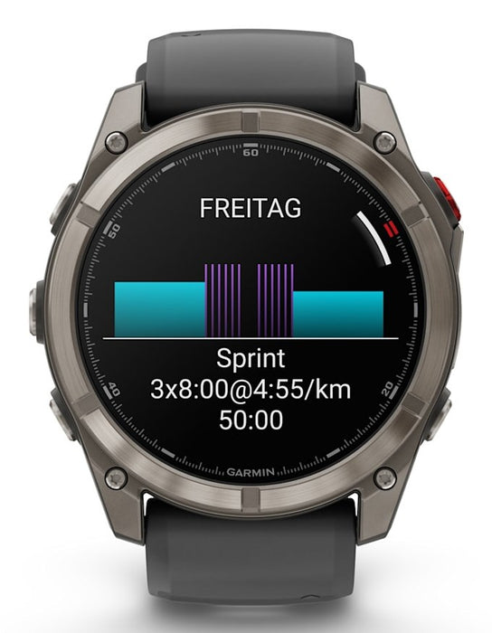 Garmin fēnix 8 Pro 3.56 см (1.4") AMOLED 51 мм Цифров 454 x 454 пиксела Сензорен екран Графит, Титан Wi-Fi GPS (сателит)