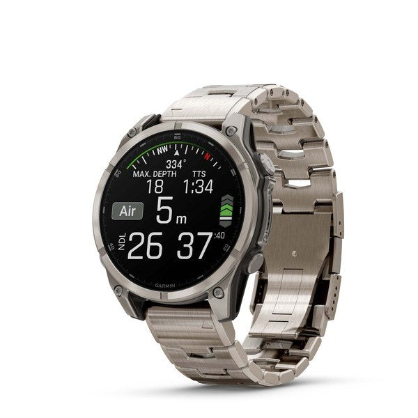 Garmin Fenix 8 3.56 см (1.4") AMOLED 47 мм Цифров 454 x 454 пиксела Сензорен екран Титаниев Wi-Fi GPS (сателит)