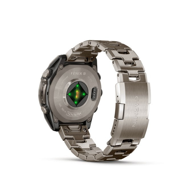Garmin Fenix 8 3.56 см (1.4") AMOLED 47 мм Цифров 454 x 454 пиксела Сензорен екран Титаниев Wi-Fi GPS (сателит)