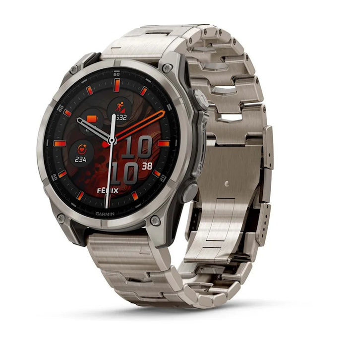 Garmin Fenix 8 3.56 см (1.4") AMOLED 47 мм Цифров 454 x 454 пиксела Сензорен екран Титаниев Wi-Fi GPS (сателит)
