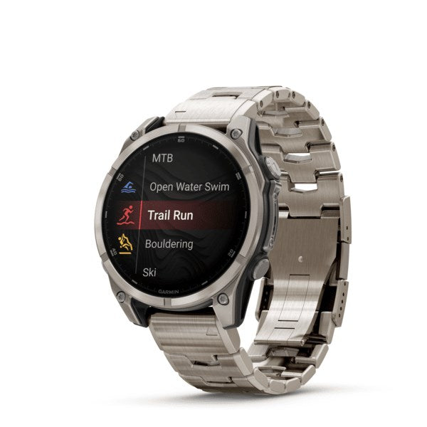 Garmin Fenix 8 3.56 см (1.4") AMOLED 47 мм Цифров 454 x 454 пиксела Сензорен екран Титаниев Wi-Fi GPS (сателит)