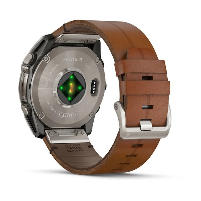 Garmin Fenix 8 3,56 cm (1,4") AMOLED 51 mm Цифров 454 x 454 пиксела Сензорен екран Titanium Wi-Fi GPS (сателит)
