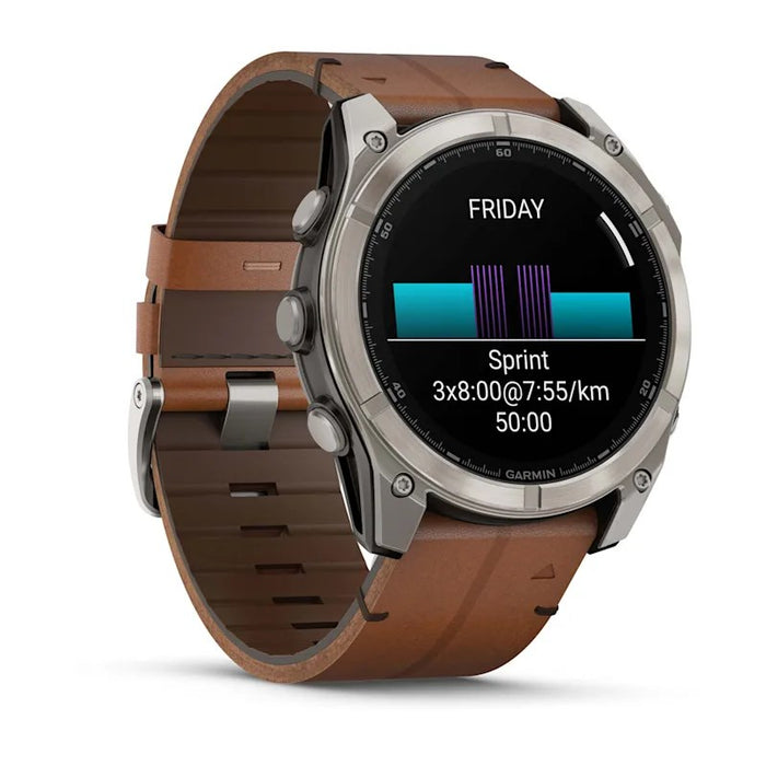 Garmin Fenix 8 3,56 cm (1,4") AMOLED 51 mm Цифров 454 x 454 пиксела Сензорен екран Titanium Wi-Fi GPS (сателит)
