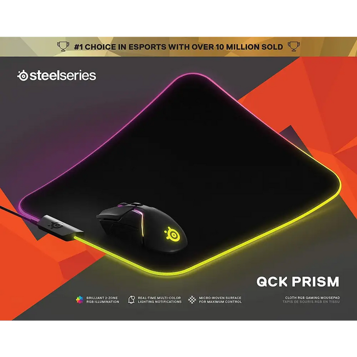 Геймърски пад SteelSeries QcK Prism Cloth - Medium RGB Черен