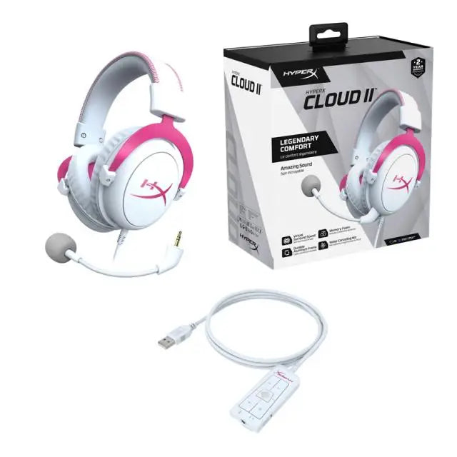 Геймърски слушалки HyperX Cloud II Pink Микрофон Розово/Бяло