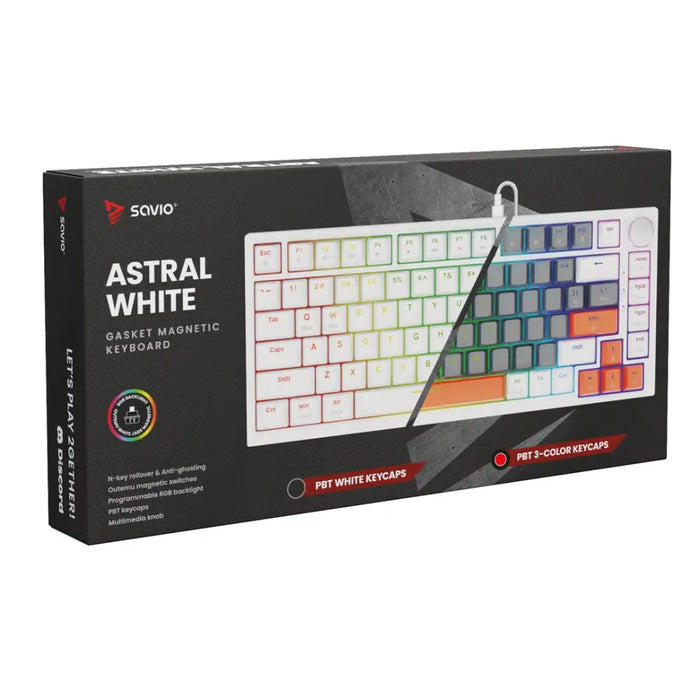 Геймърска клавиатура Savio ASTRAL WHITE JADE 3 COLOURS USB