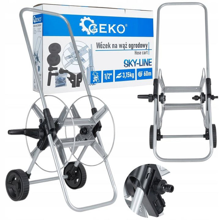 Количка за маркуч Geko - Sky-Line, метална, 1/2", 60 m