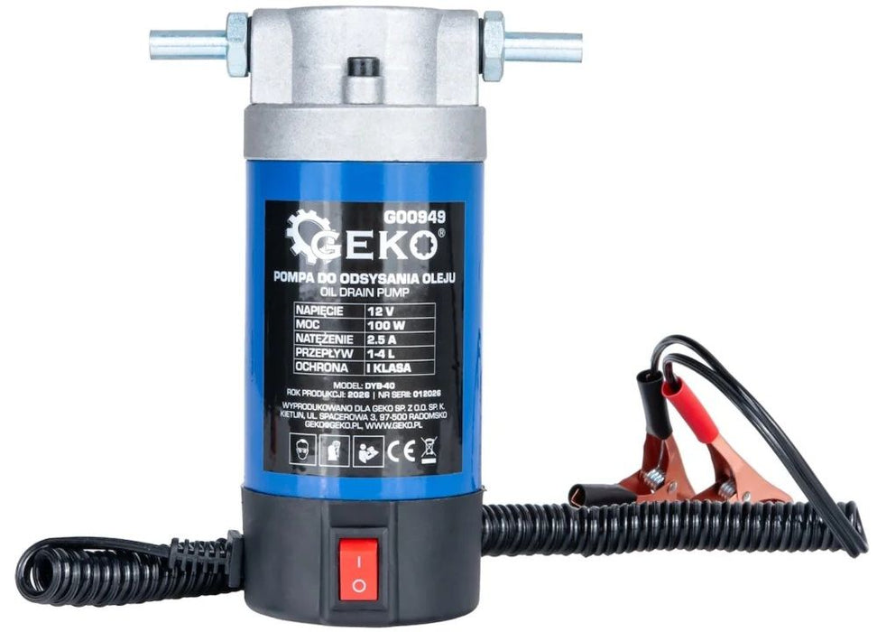 Помпа за изпомпване на моторно масло Geko - G00949, 12V, 100W