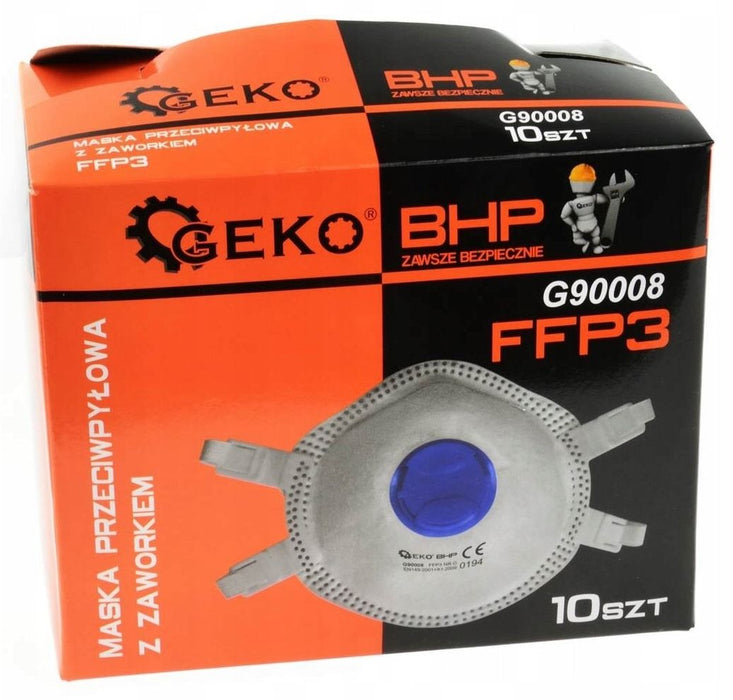 Предпазна маска Geko - G90008, FFP3, за среднотоксичен прах, 10 броя