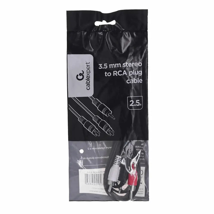 Gembird 2.5m 3.5mm/2xRCA M/M аудио кабел черен червен бял