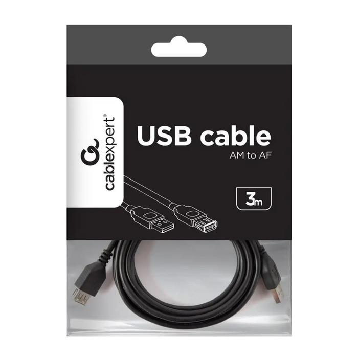 Gembird 3m USB 2.0 AM/FM USB кабел USB A Черен
