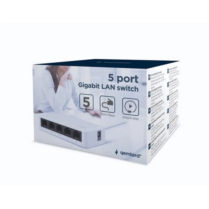GEMBIRD 5-ПОРТОВ GIGABIT LAN СУИЧ БЯЛ
