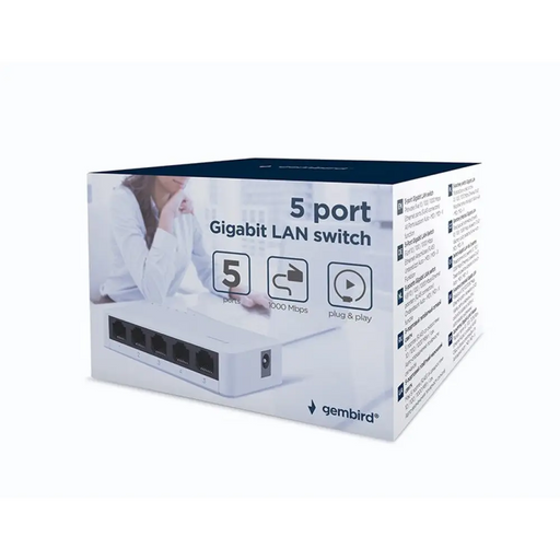 GEMBIRD 5-ПОРТОВ GIGABIT LAN СУИЧ БЯЛ