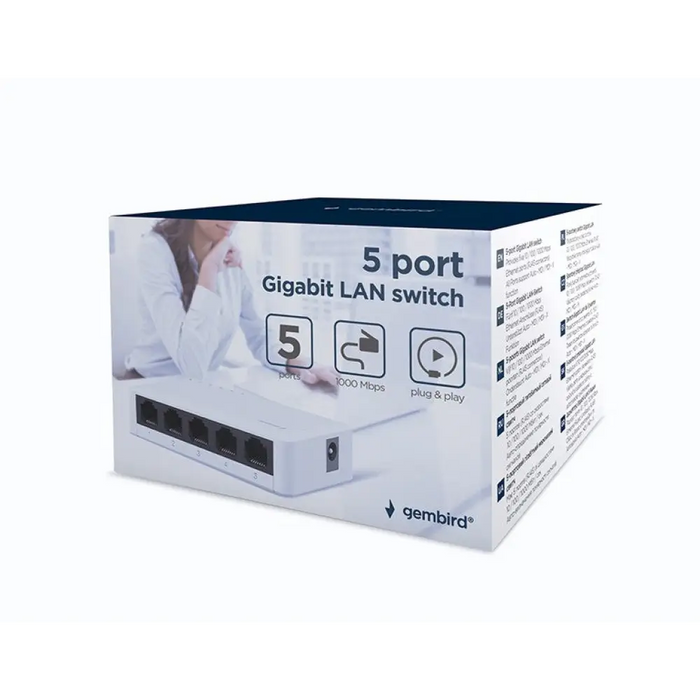 GEMBIRD 5-ПОРТОВ GIGABIT LAN СУИЧ БЯЛ
