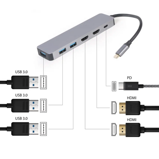 Gembird A-CM-COMBO3-03 USB Type-C 3-в-1 многопортов адаптер